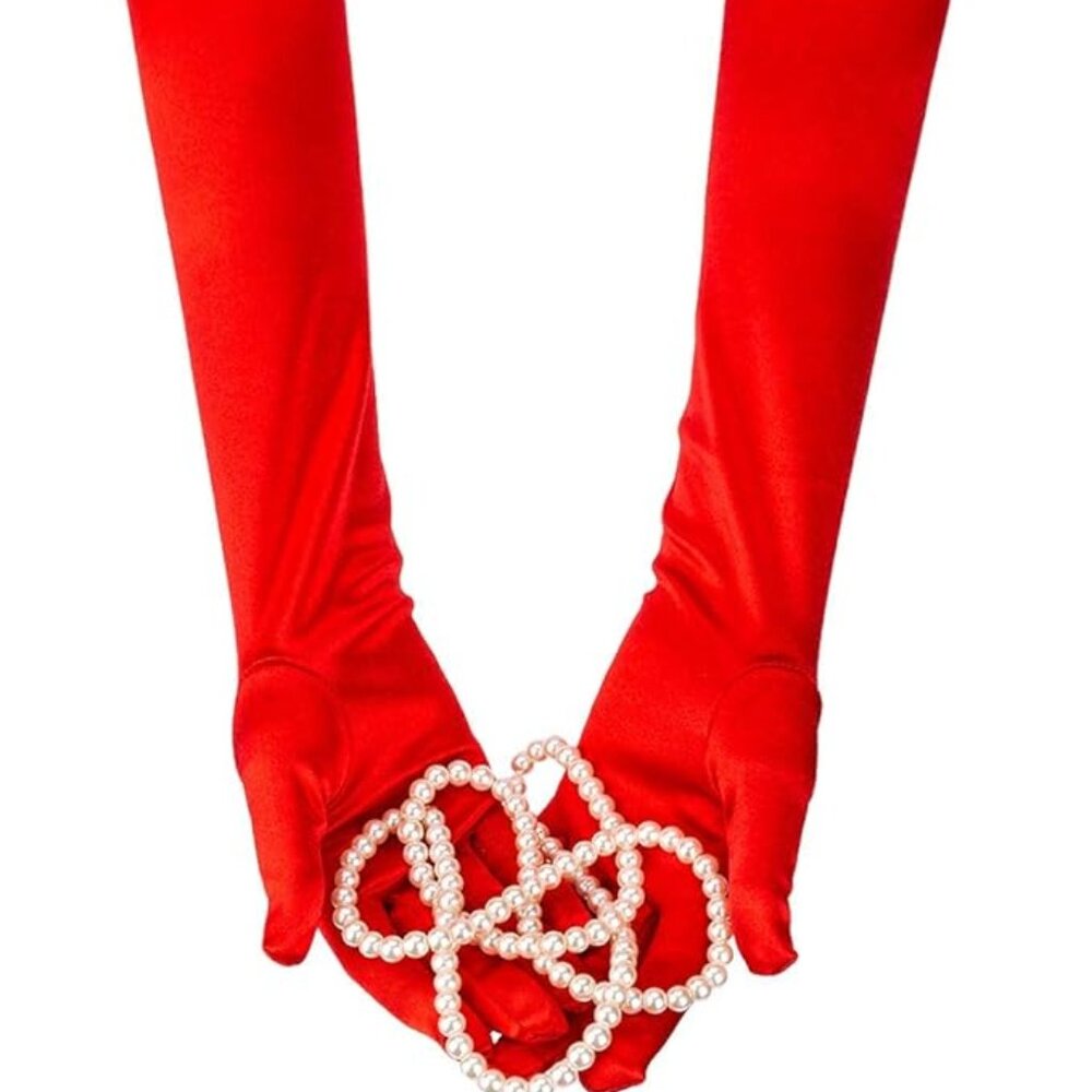 Long Opera Party Gloves for Women Red